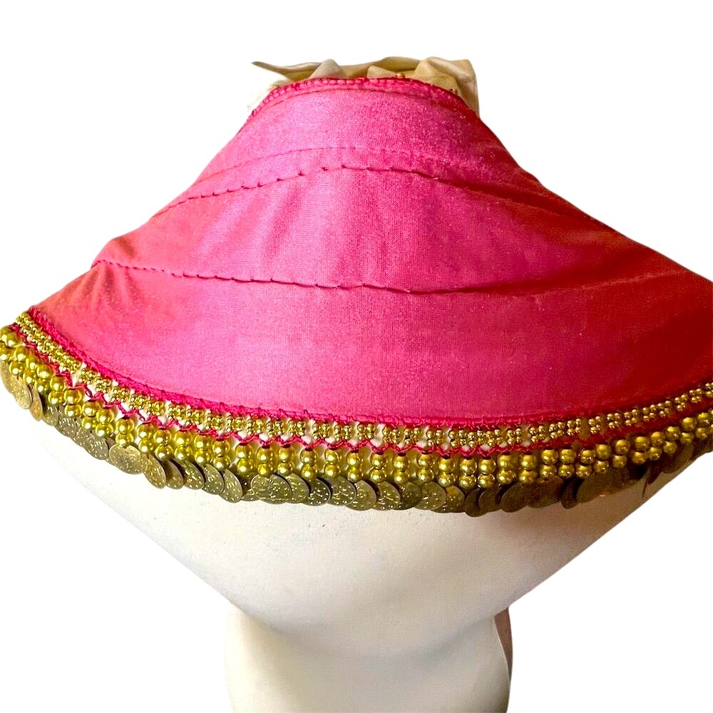 Pink Belly Dance Belt w/ Gold Coins & Jewel Accents One Size Adjustable - Picture 3 of 4